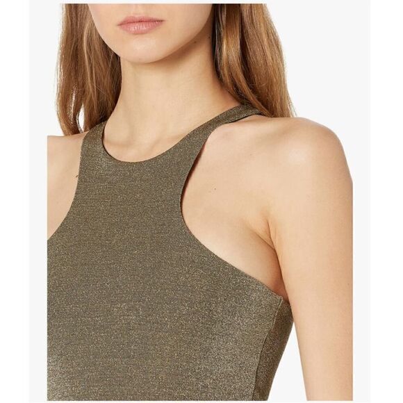 All Saints NWT Norma Bodysuit in Gold Sparkle Size 10 - Picture 3 of 16